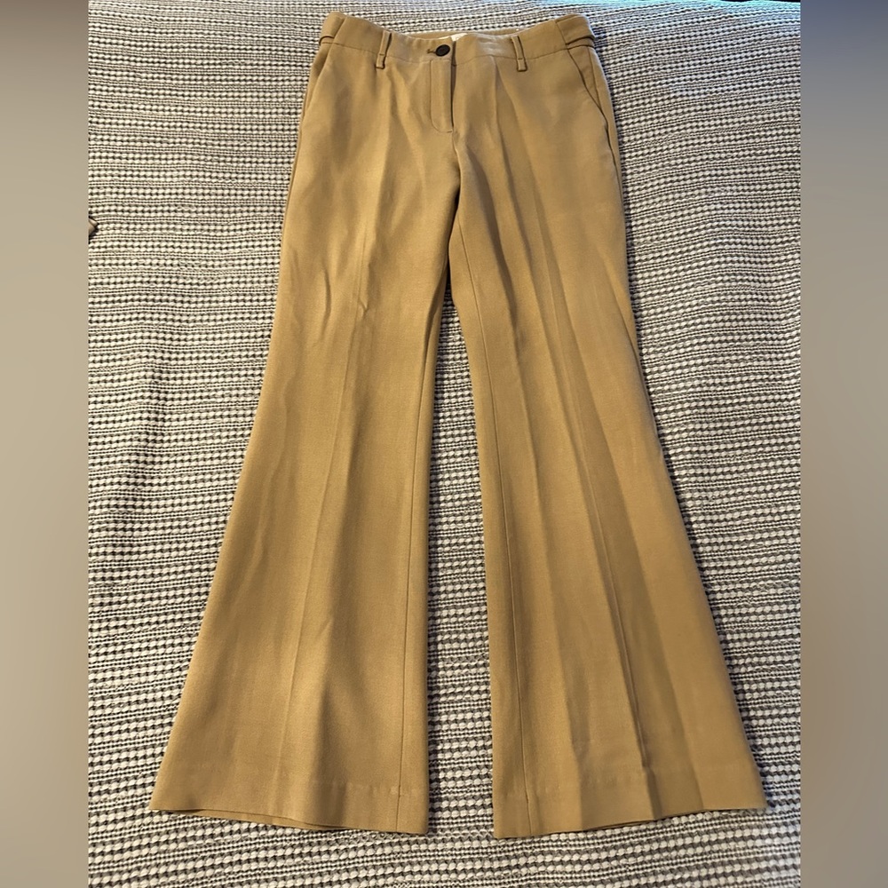 LOFT wide leg tan trousers. Size 6.